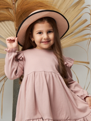 332. Платье детское из лапши, хлопок 100%, пудра, р. 98,104,110,116